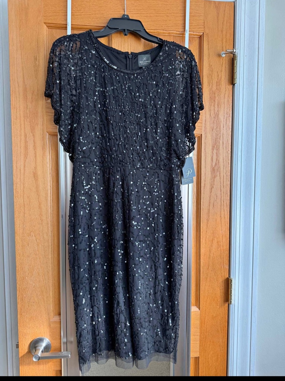 Adriana Papell Black Sequin Cocktail Dress - size 4